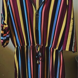 Striped Multicolor Dress with Zipper